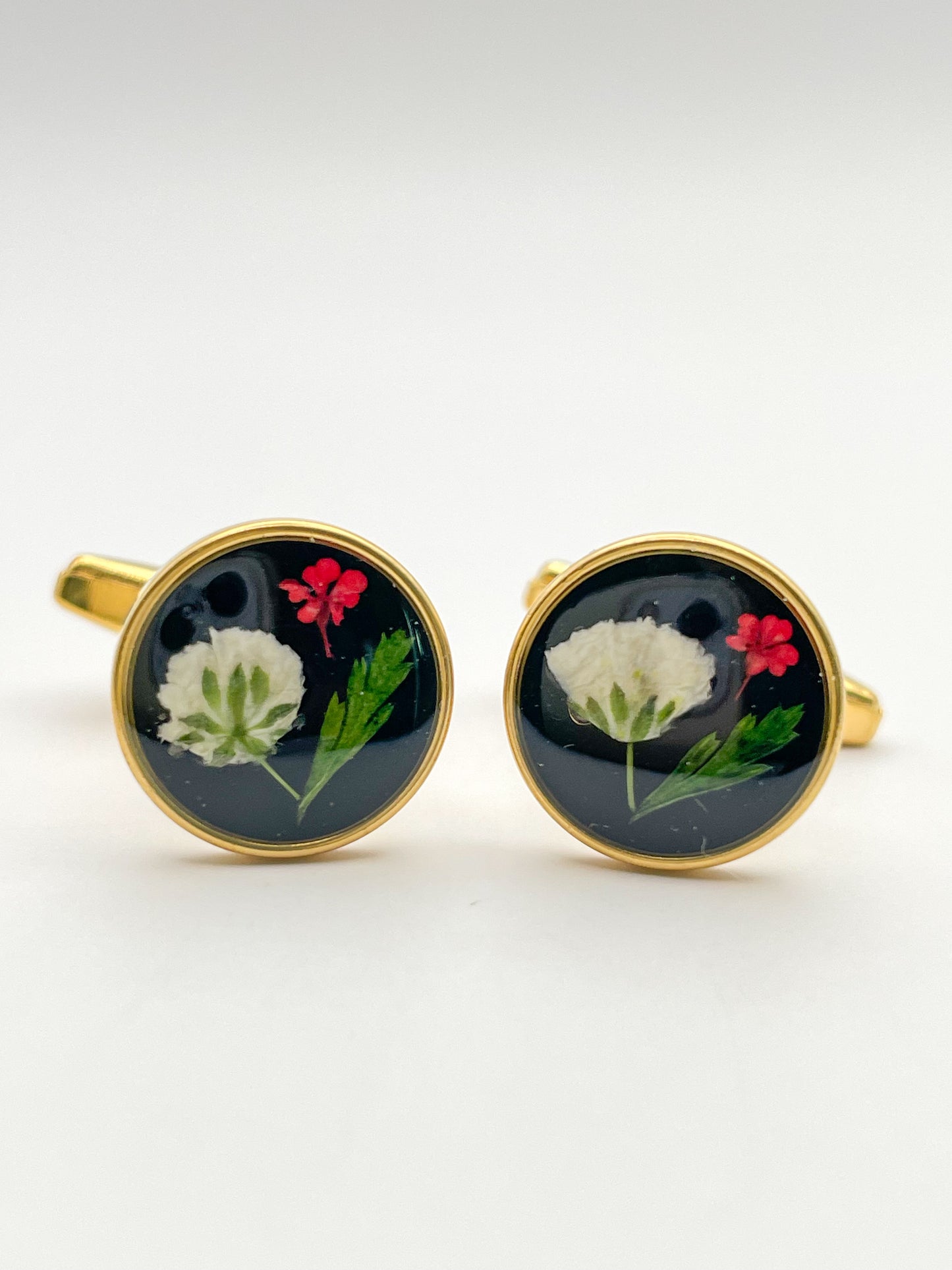 Manschettenknöpfe mit Schleierkrautblüten in 12mm