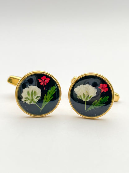 Manschettenknöpfe mit Schleierkrautblüten in 12mm