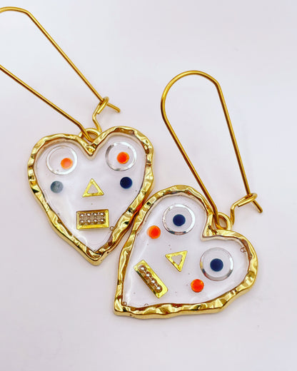 Collier pendentif cœur robot mignon