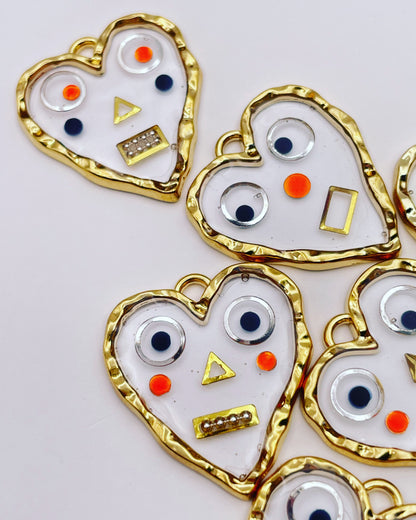 Collier pendentif cœur robot mignon