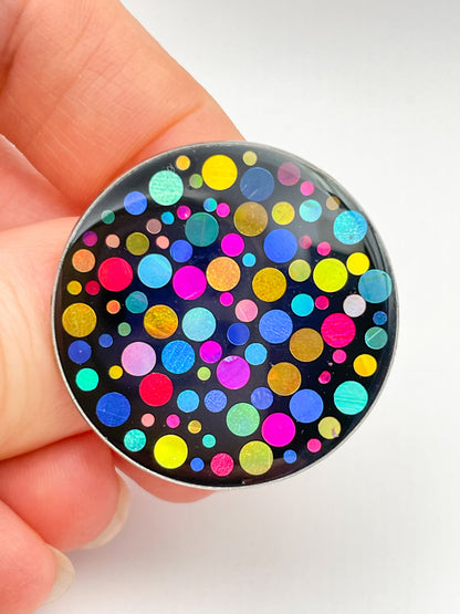 Disko-Brosche/-Anstecker mit bunten Glitzerelementen