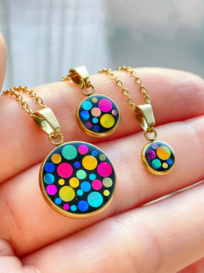 Disco charm necklace with chain in micro, mini or small size