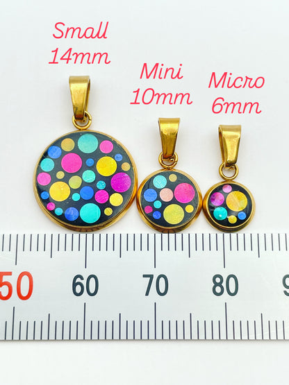 Disco charm necklace with chain in micro, mini or small size