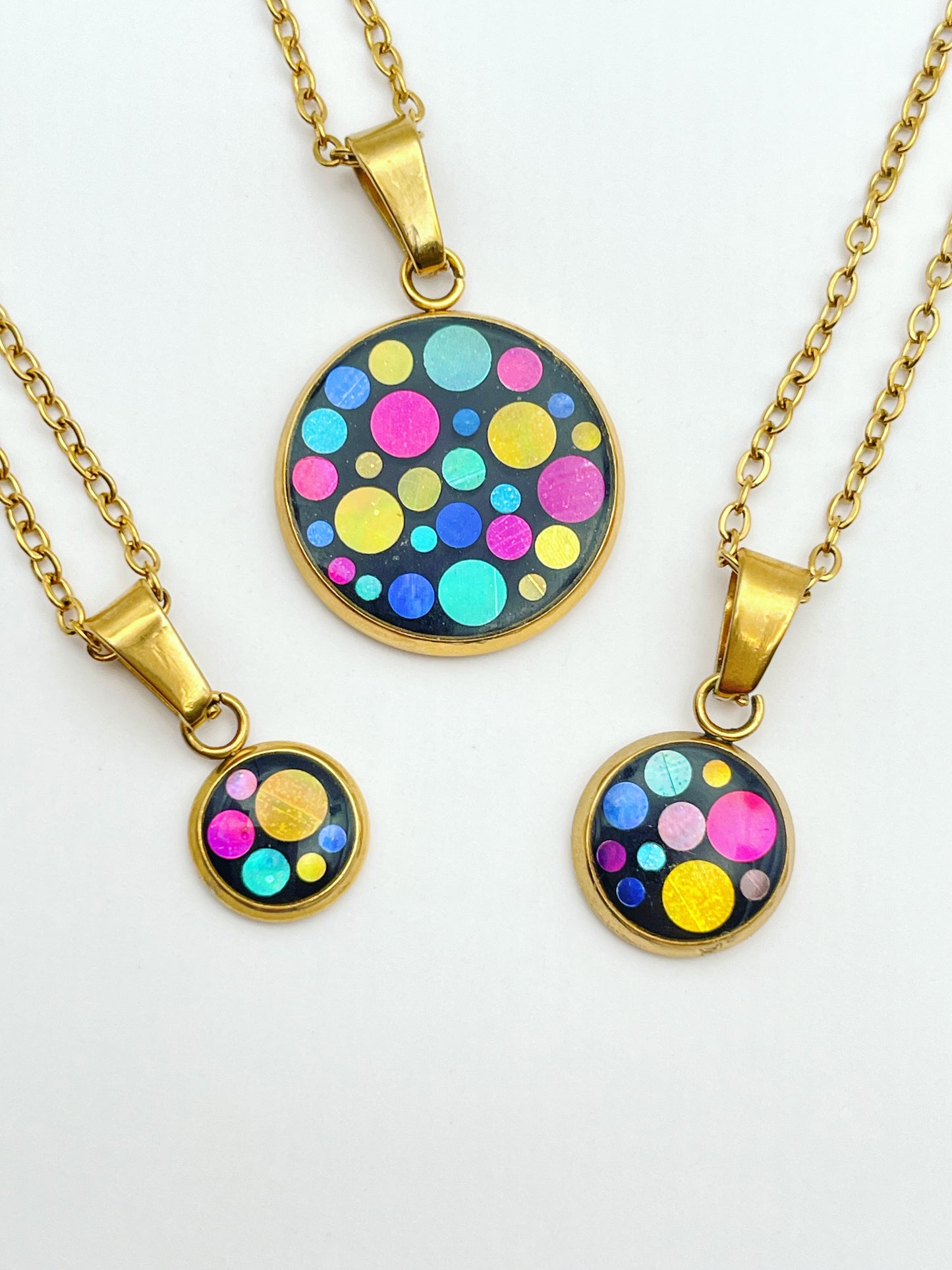 Disco charm necklace with chain in micro, mini or small size