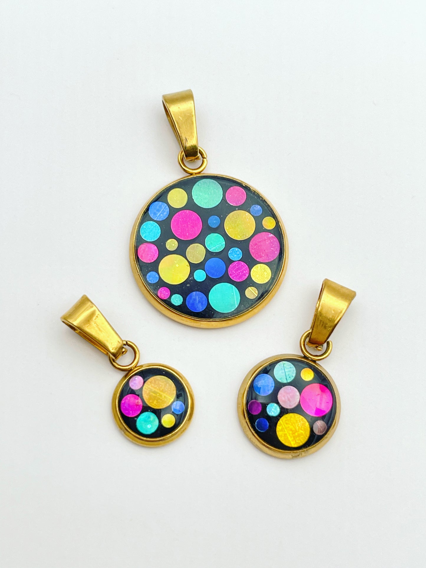 Disco charm necklace with chain in micro, mini or small size