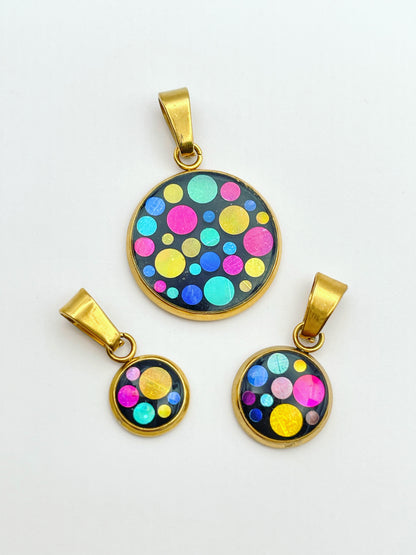 Disco charm necklace with chain in micro, mini or small size