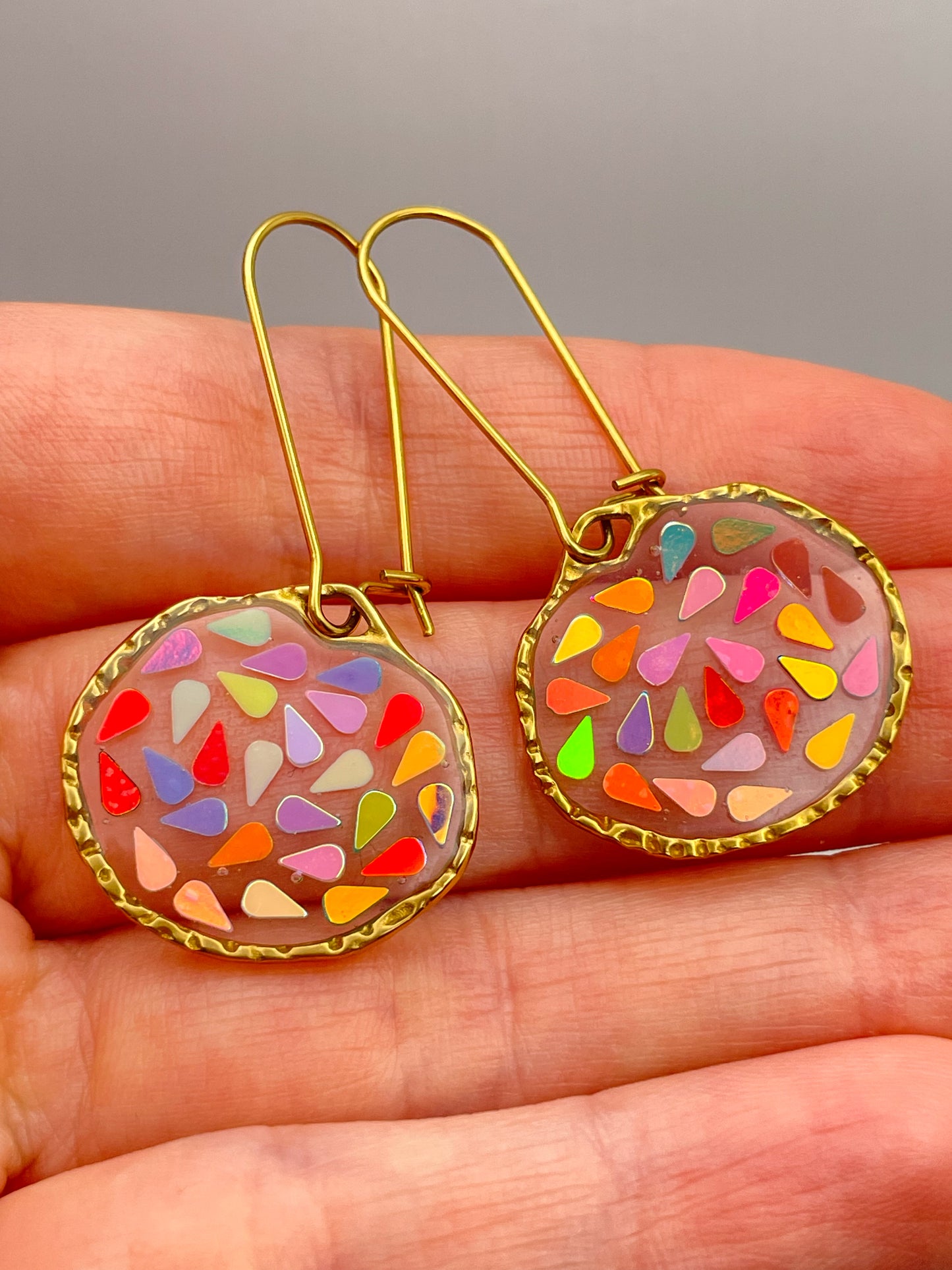 Small disco dangle earrings plated in real gold