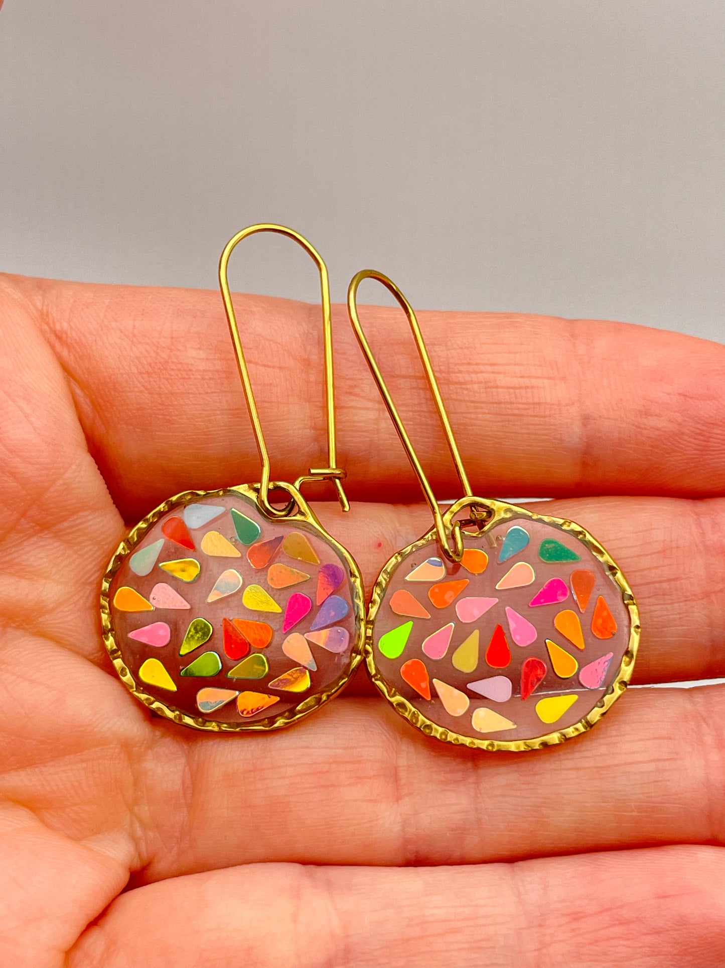Small disco dangle earrings plated in real gold