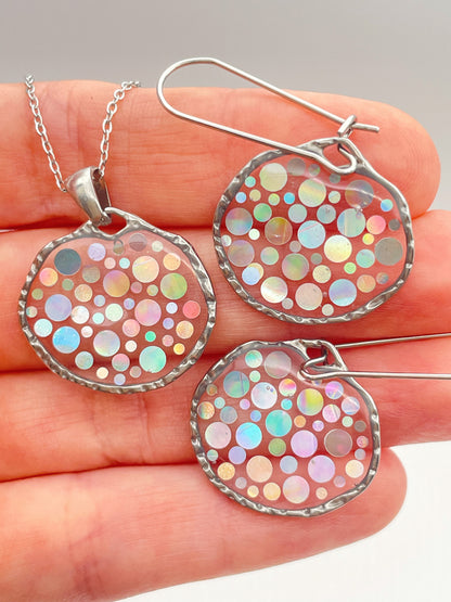 Small statement disco necklace with silver sequins