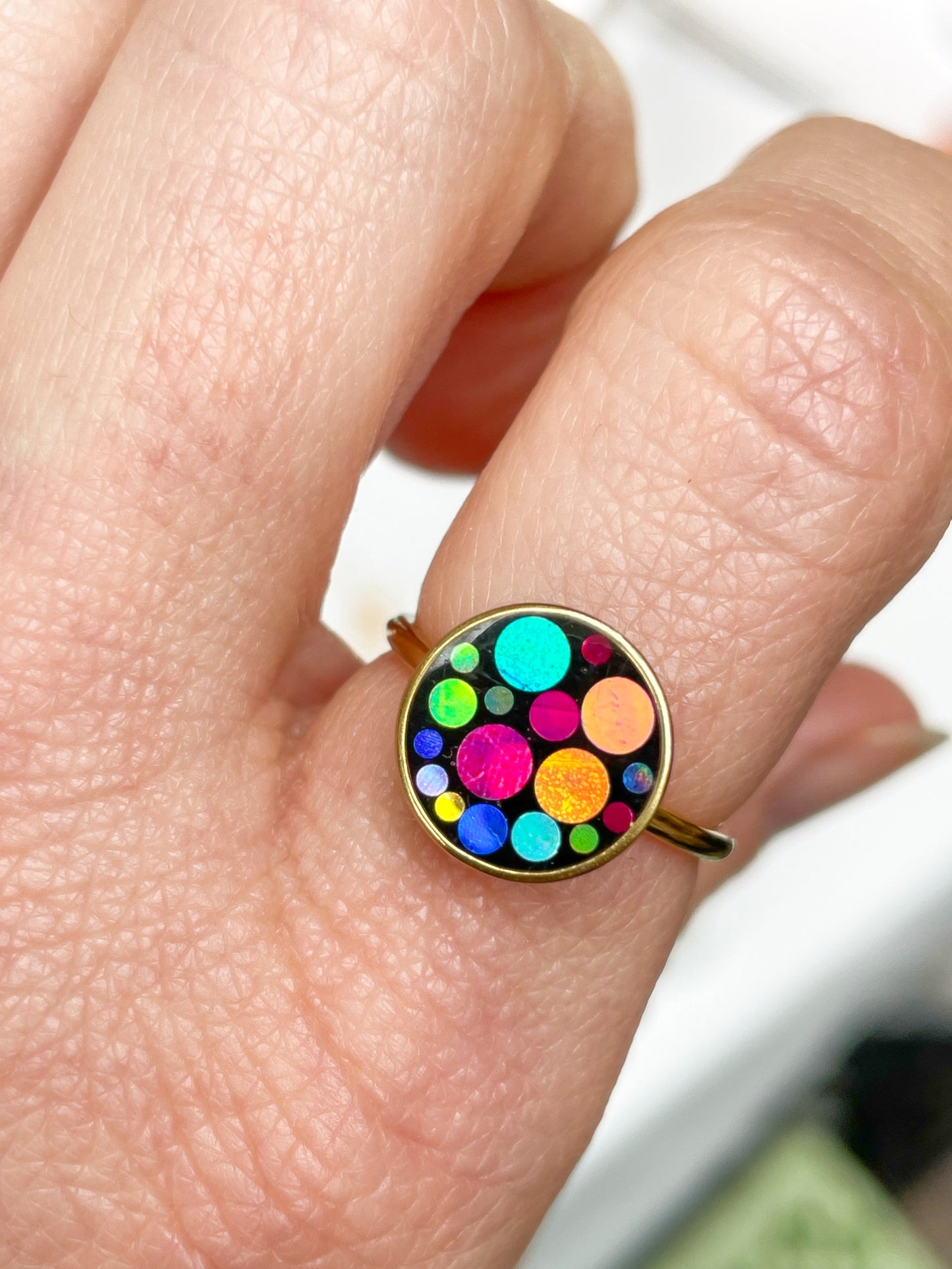 Bunter funkelnder Disco-Ring, 10 mm