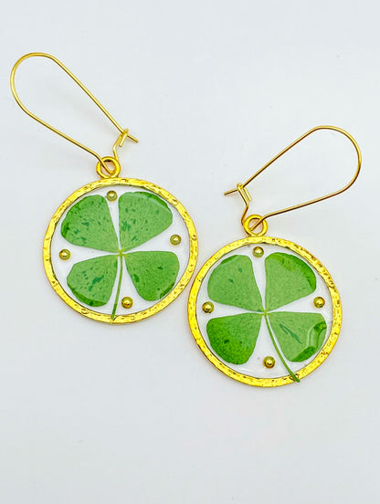 Four-leaf clover good luck earrings