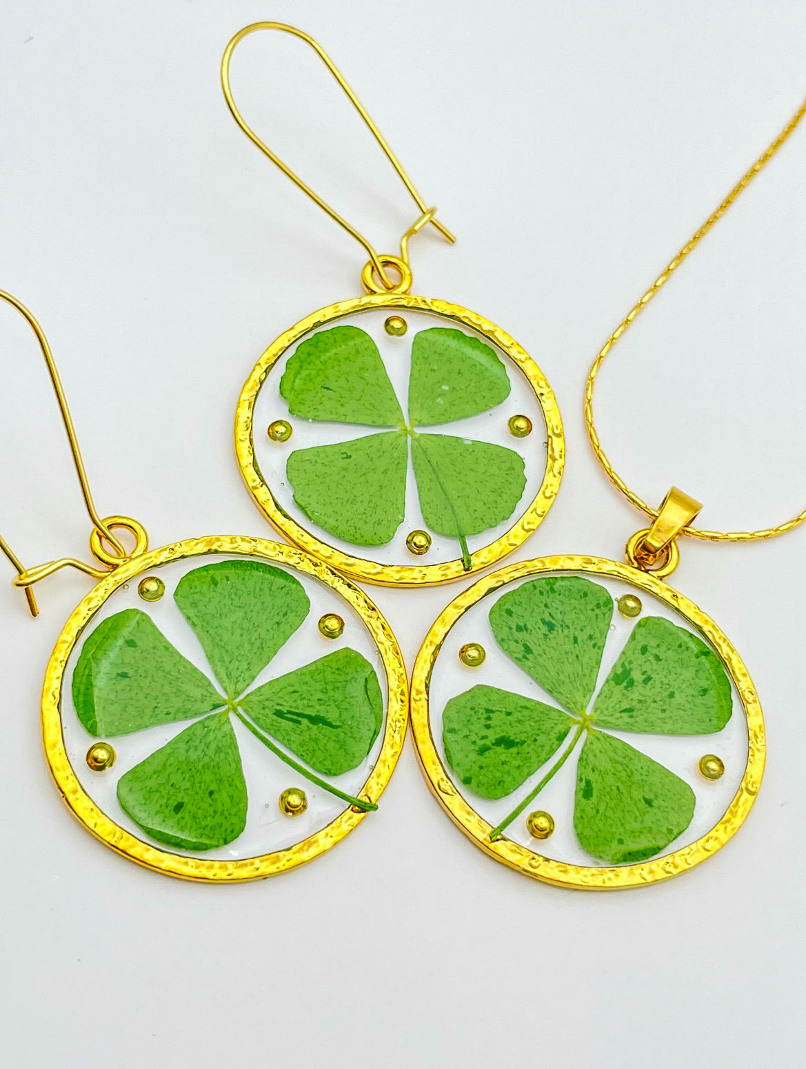 Four-leaf clover good luck earrings