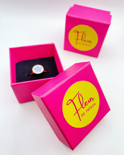 Heart ring with forget-me-not in gold or silver in 10mm