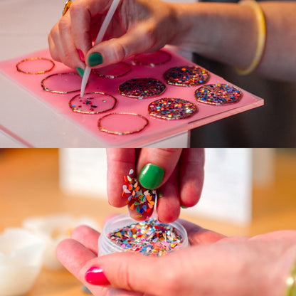 Disco keyring with colourful sparkles in rectangle shape