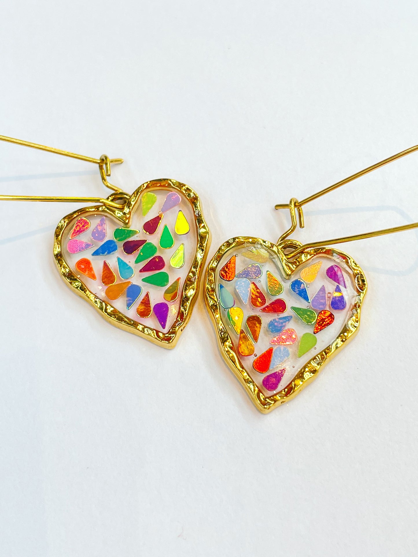 Disco heart dangle earrings plated in real gold