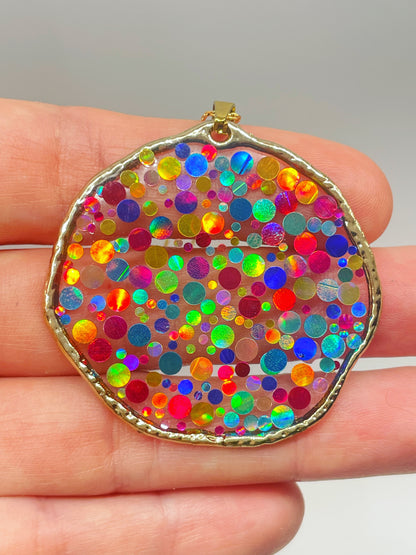 Large disco earrings with colourful sparkles