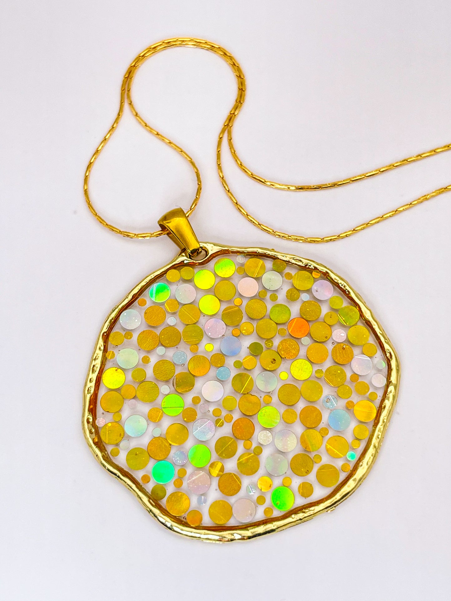Large statement disco necklace with gold sequins