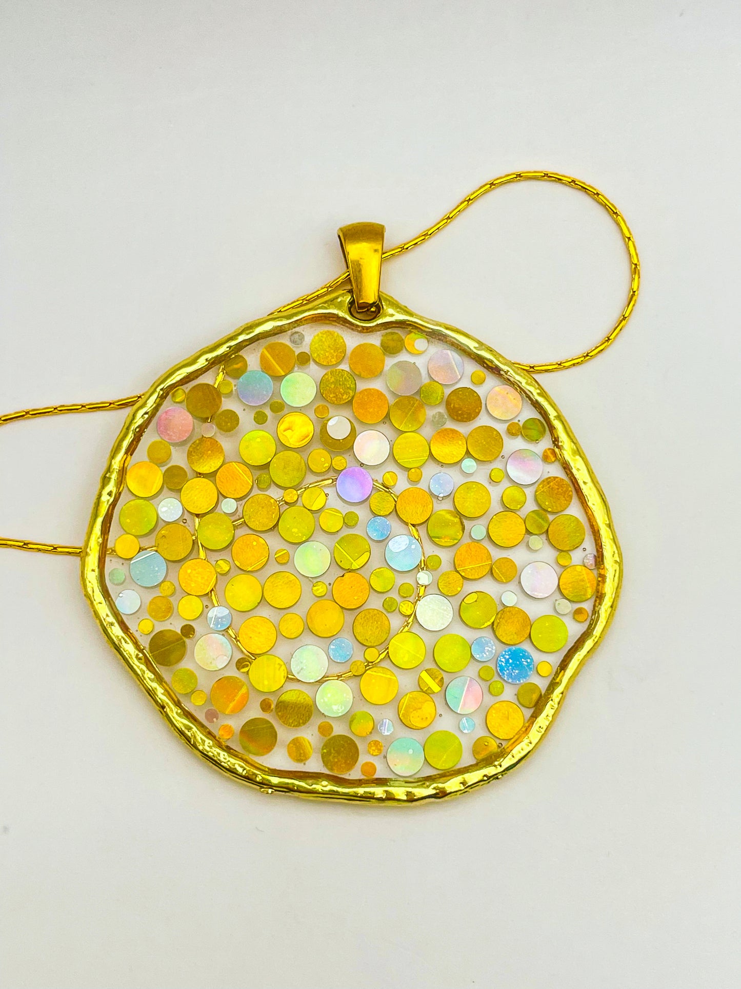Large statement disco necklace with gold sequins