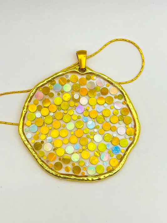Large statement disco necklace with gold sequins