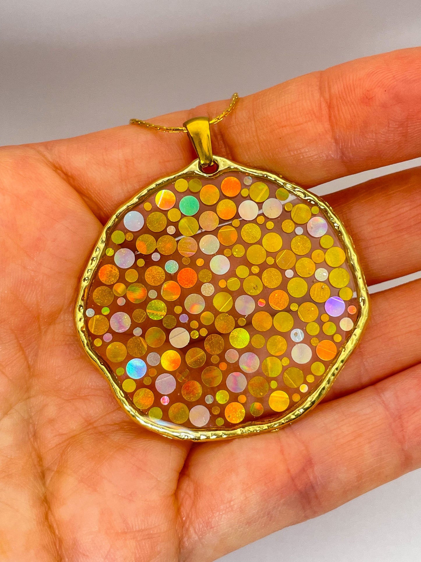 Large statement disco necklace with gold sequins
