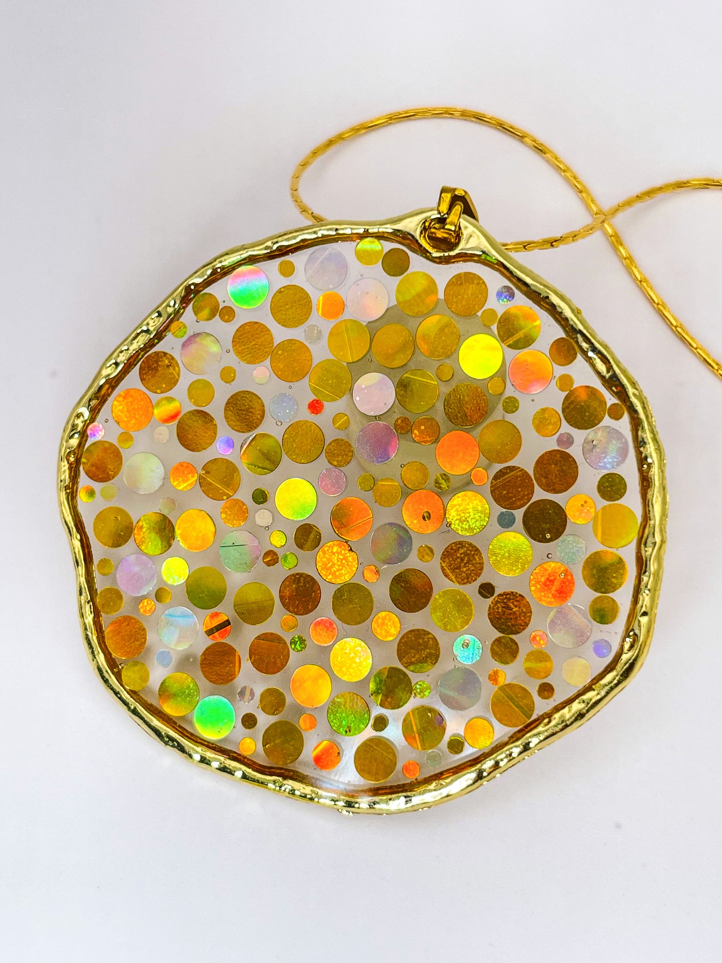 Large statement disco necklace with gold sequins