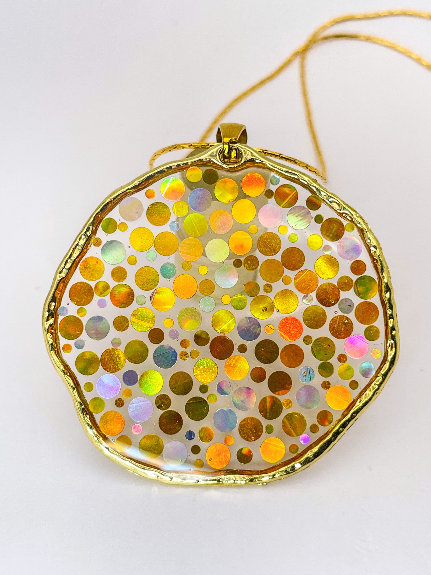 Large statement disco necklace with gold sequins