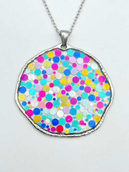 Large statement disco necklace with colourful sequins