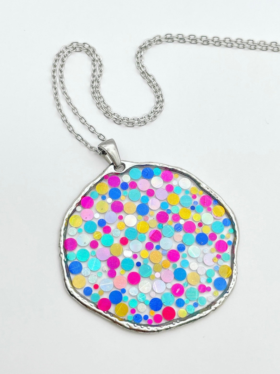 Large statement disco necklace with colourful sequins