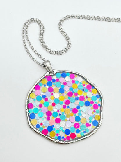 Large statement disco necklace with colourful sequins