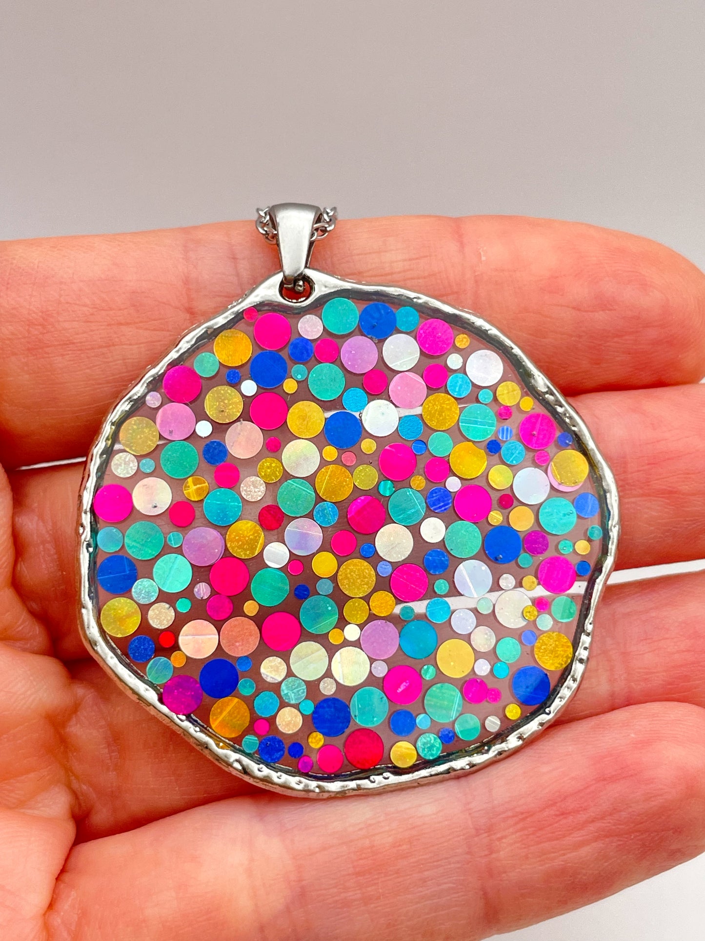 Large statement disco necklace with colourful sequins