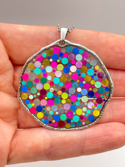 Large statement disco necklace with colourful sequins