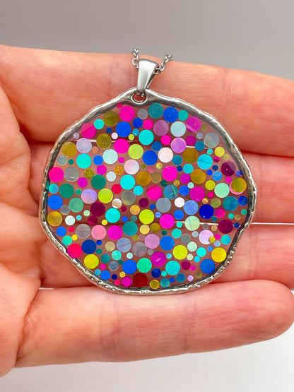Large statement disco necklace with colourful sequins