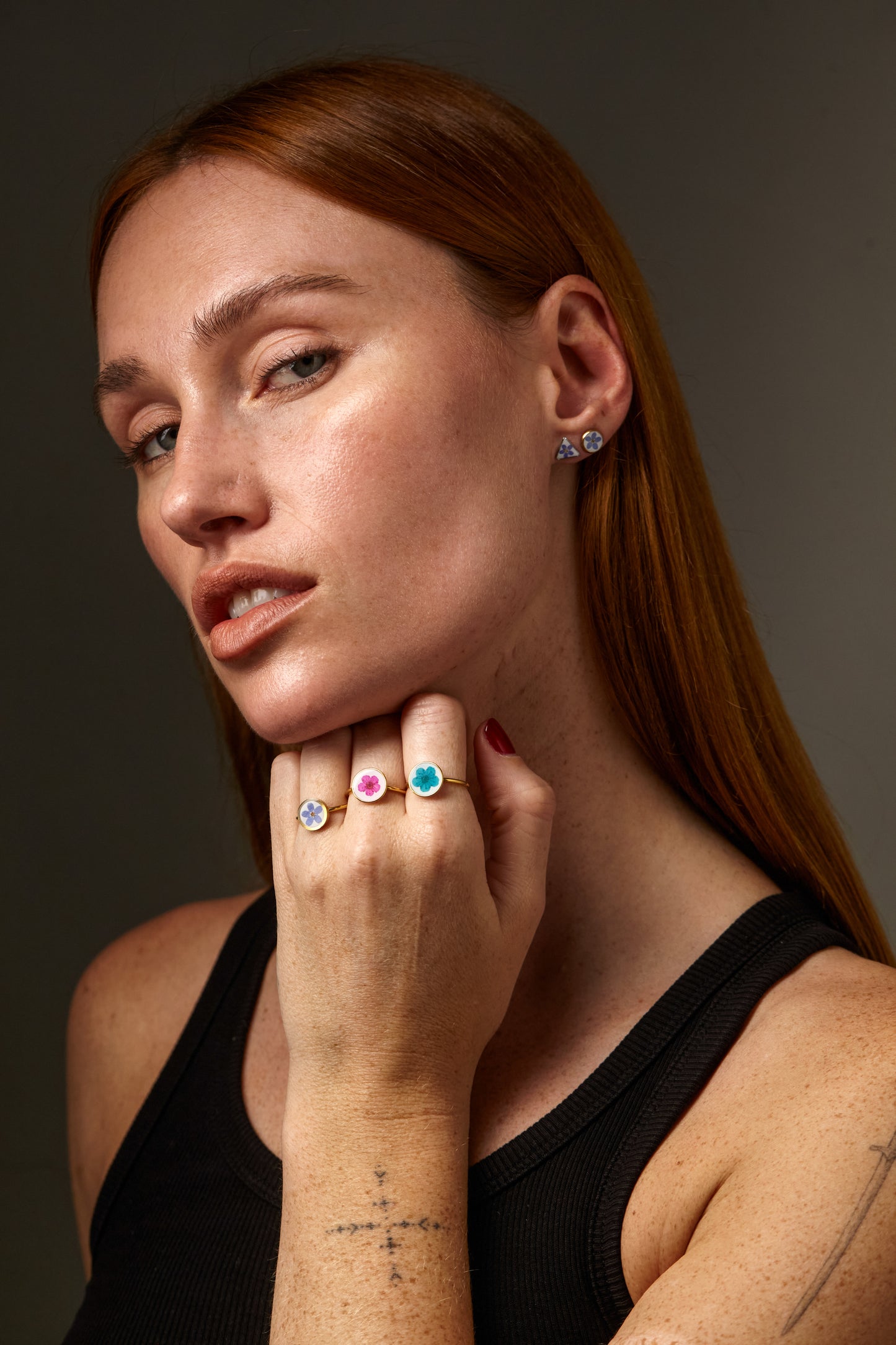 Round ring with forget-me-not 10mm