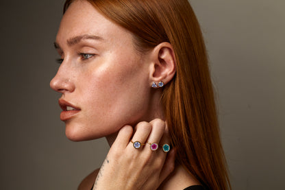 Mini circle ring with forget-me-not in  8mm