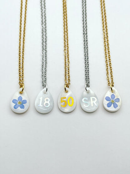 Personalised Necklace Double Sided With Forgetmenot And Letters