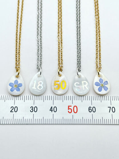 Personalised Necklace Double Sided With Forgetmenot And Letters