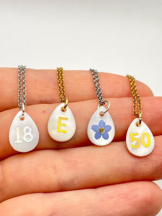 Personalised Necklace Double Sided With Forgetmenot And Letters
