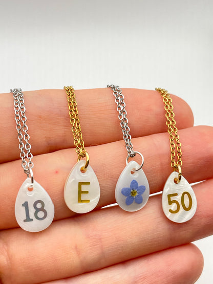 Personalised Necklace Double Sided With Forgetmenot And Letters