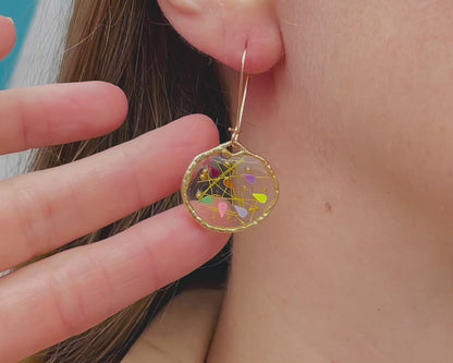 Small disco pendant necklace in gold or silver