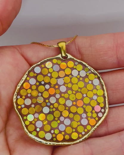 Large statement disco earrings with gold sequins