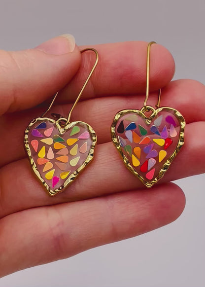 Disco heart pendant necklace plated in real gold