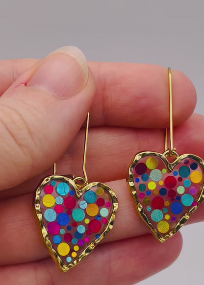 Disco heart necklace with colourful sparkles