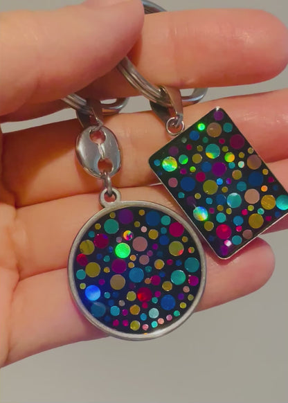 Disco cufflinks with colourful sparkles in 14mm