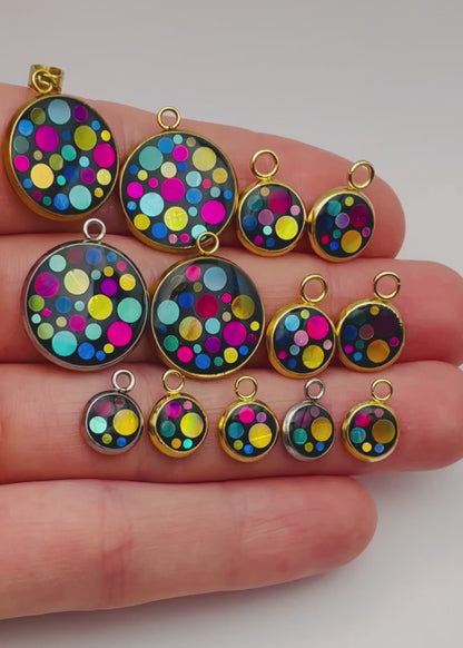 Disco charm necklace with chain in micro, mini or small size