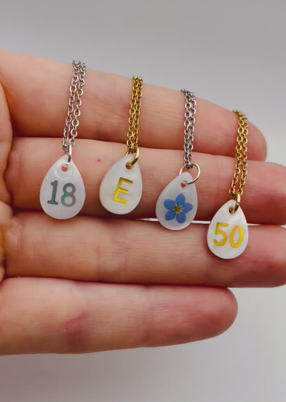 Personalised Necklace Double Sided With Forgetmenot And Letters