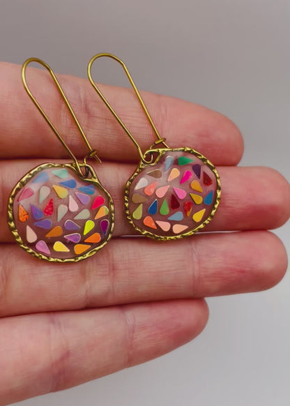 Small disco dangle earrings plated in real gold