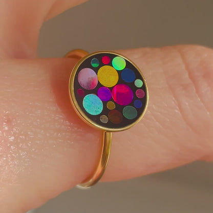 Disco cufflinks with colourful sparkles in 10mm