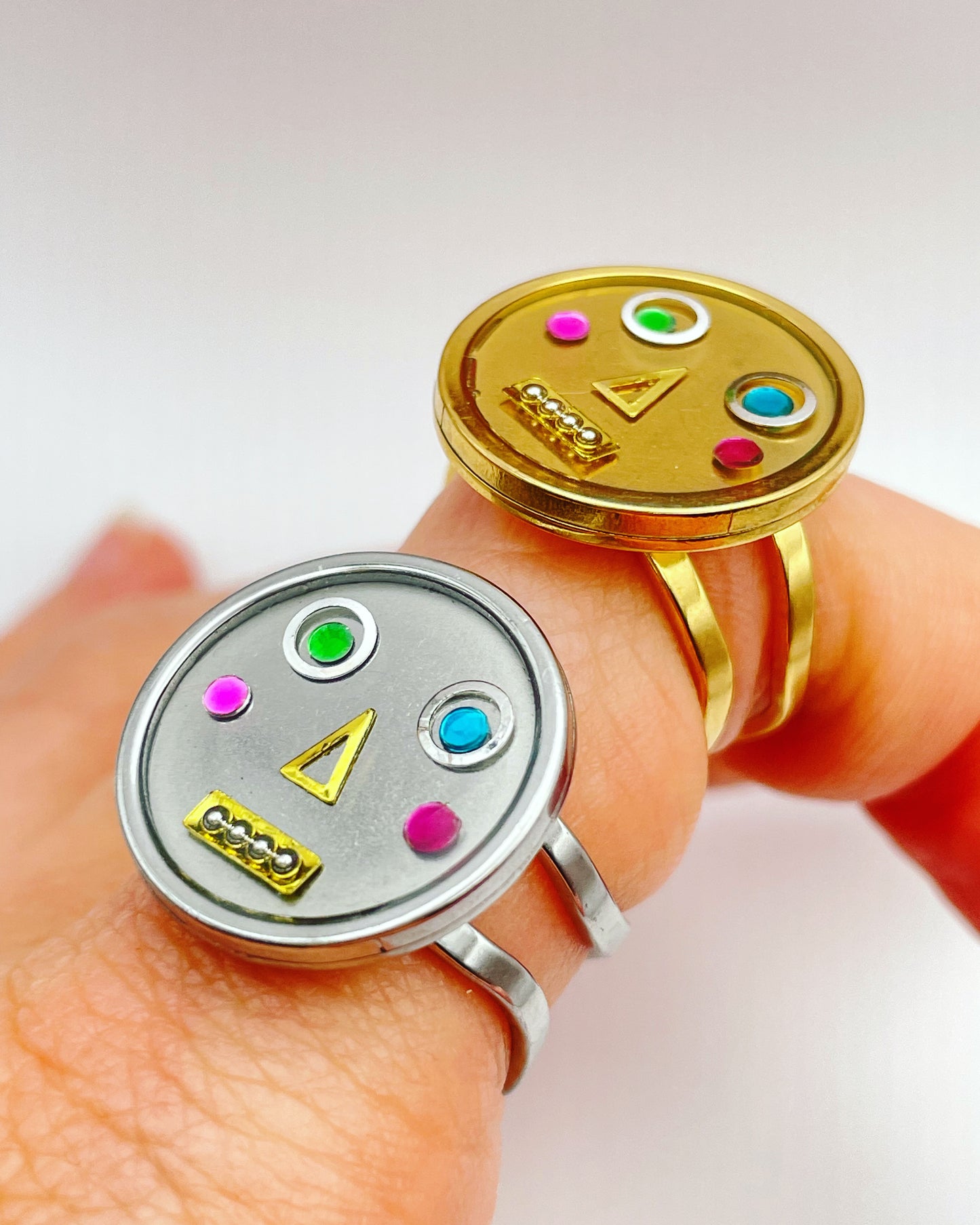 Funny Face Robot Statement Ring: 18k Gold Plated Adjustable Ring