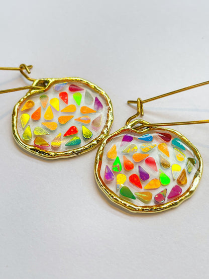 Small disco dangle earrings plated in real gold