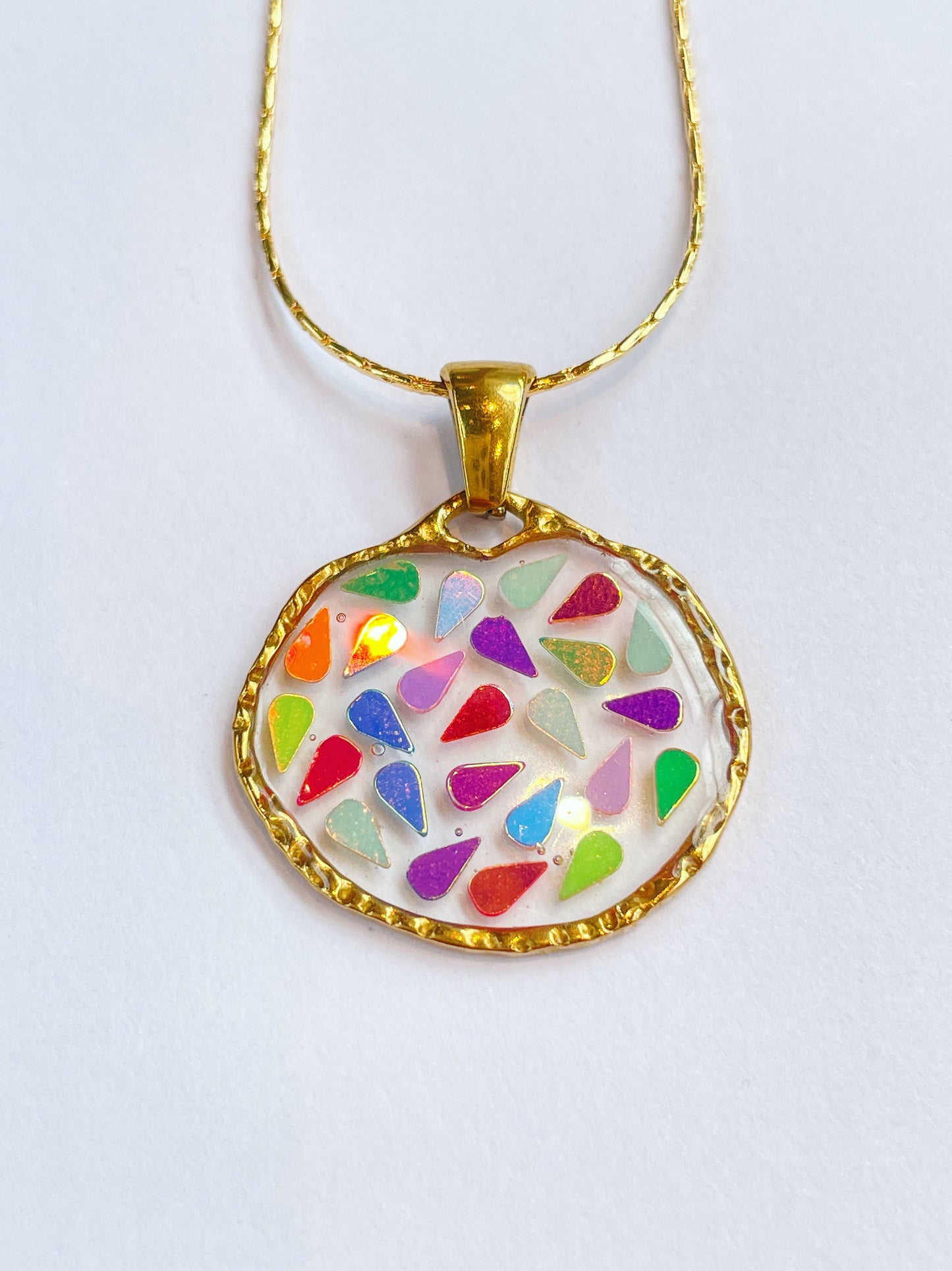 Small disco pendant necklace plated in real gold